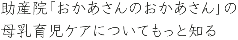 助産院おかあさんのおかあさんの母乳育児ケアについてもっと知る
